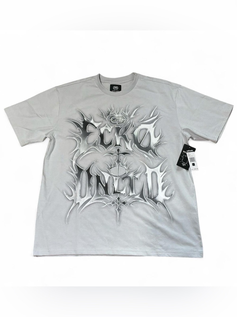 Ecko Unlimited Gray Short Sleeve Graphic Tee with Raised-Style Logo